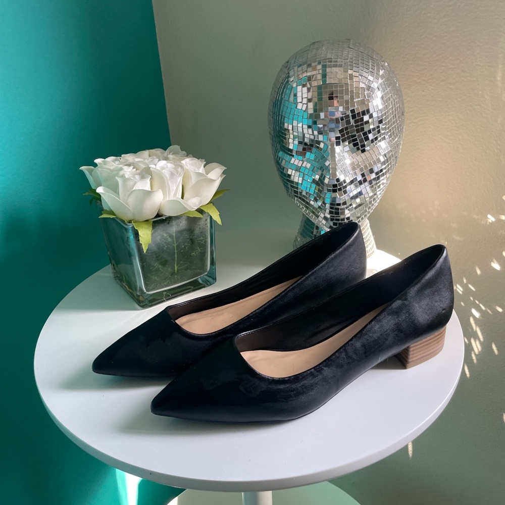 Black Faux Leather Flats